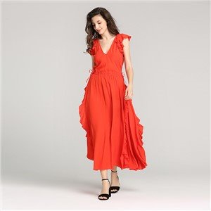 Γυναικείο κόκκινο μεταξωτό φόρεμα